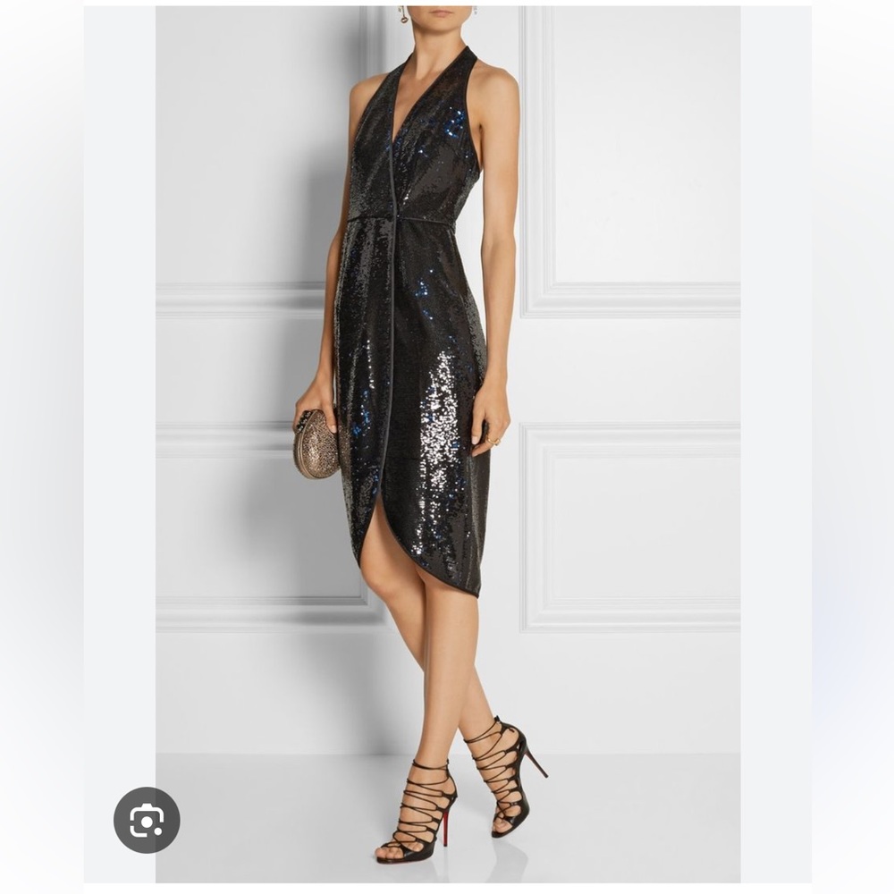 NEW Halston Heritage Sequined Halter-Neck Dress